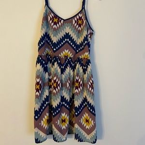 Aztec print dress womens small corset tie back